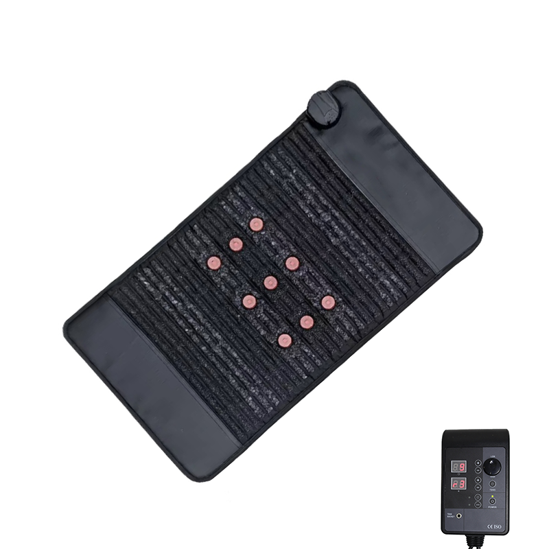 100x50CM Amethyst Heating Massage Mat with 9pcs Photon Light Infrared Therapy for Body Pain Relief 30-70C Temperature Co