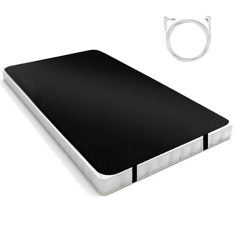137x198cm Conductive Earthing Sheet with 15 Ft Grounding Cord Breathable Grounded Mattress Cover for Improve Sleep Relie