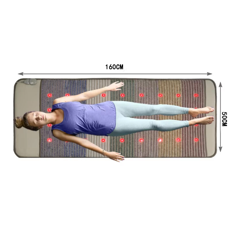 160x50cm Infrared PEMF Photon Heating Mat Natural Amethyst Heated Yoga Pad Full Body Relax Therapy Massage Mats
