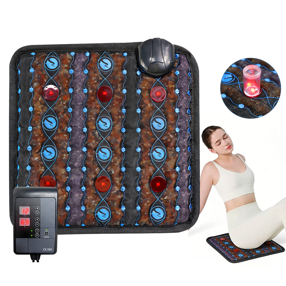 35x35cm PEMF Heating Cushion Natural Jade Photon Light Therapy Mat Negative Ion Massage Seat Pad for Body Pain Relief & 