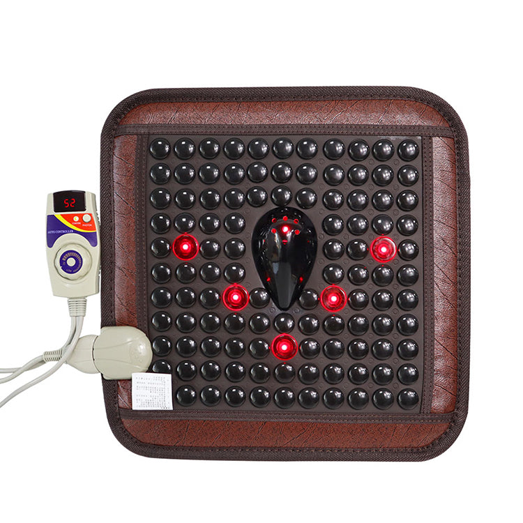 45x45cm Infrared Heating Massage Cushion with Tourmaline Body Pain Relief & Manual-Wired Control for Home Office