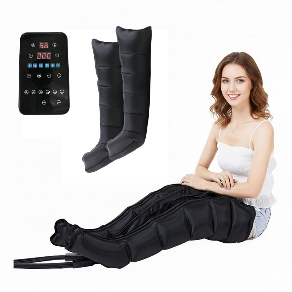 6 Chambers Leg & Foot Air Compression Therapy Boots Lymphatic Drainage Recovery System for Swelling, Circulation & Pain 