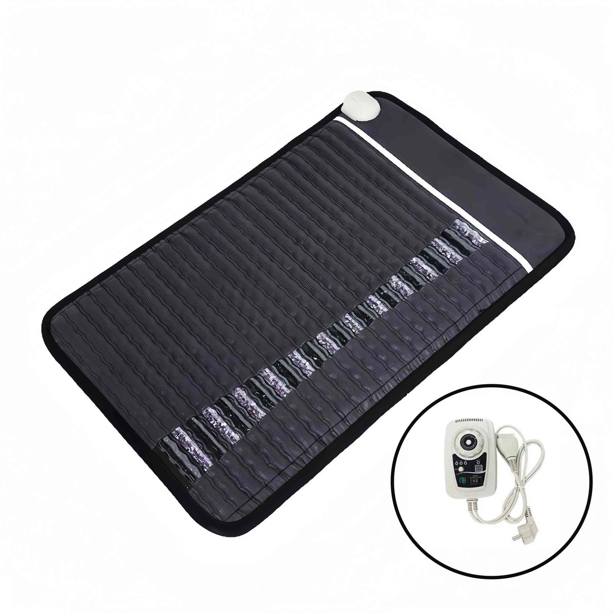 80x50cm Mini Size Thermal Massage Mat with Amethyst & Black Tourmaline Crystal for Back Pain Relieve & Reduce Stress Fat