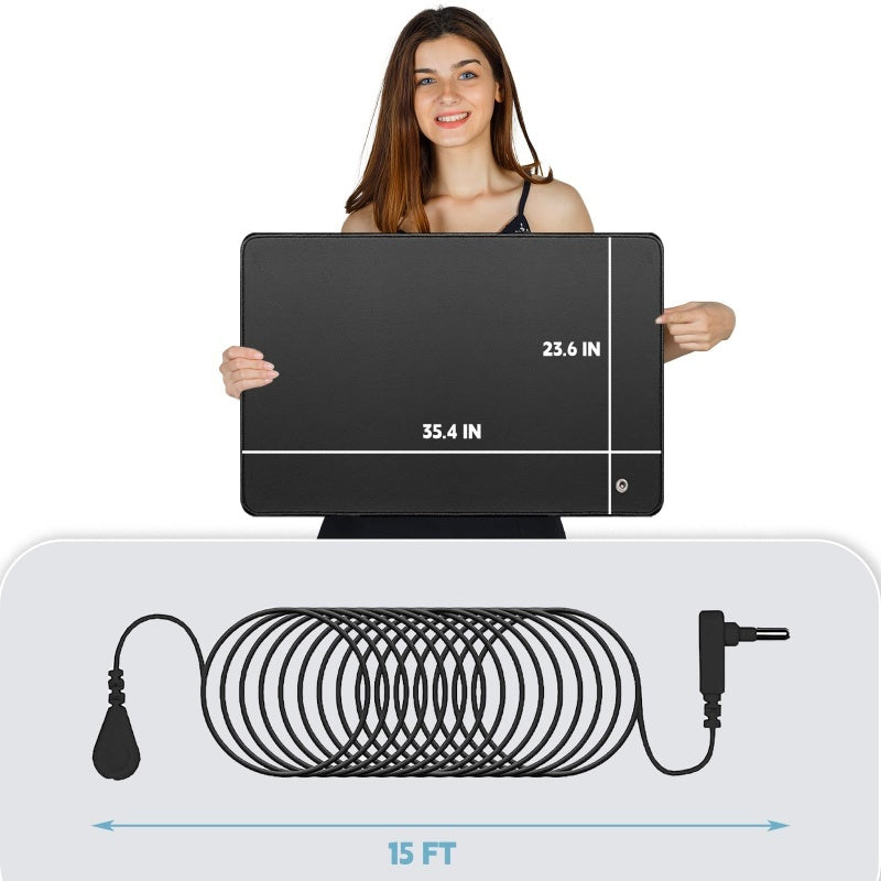 90x60cm Conductive Grounding Mat with 15 Ft Grounding Cord Earthing Sleep Mat Grounding Yoga Pad for Reduce Inflammation
