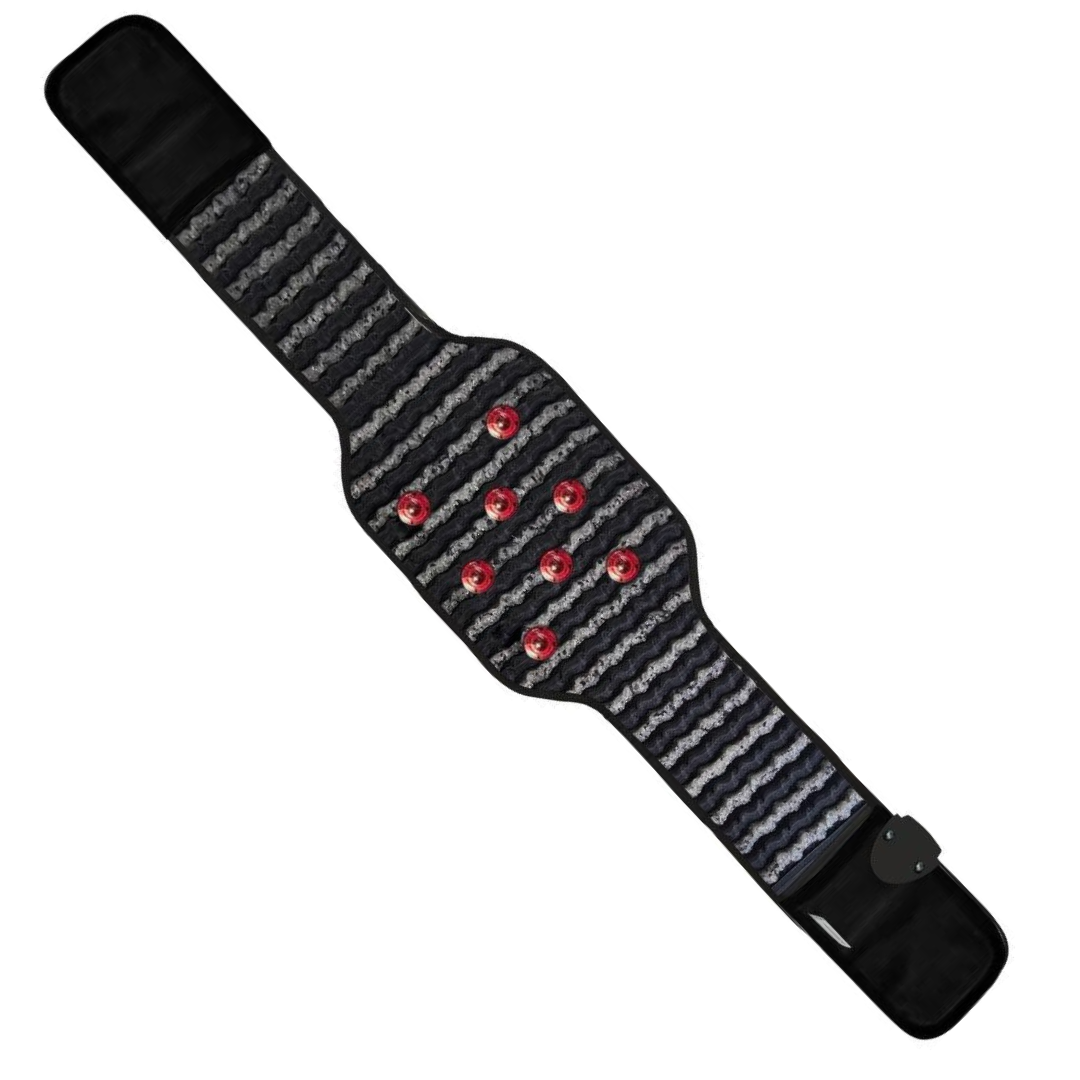 Black Multi-functional Amethyst Crystal Heating Massage Belt with 8 Red Led Breads for Enhanced Wellness and Relaxation