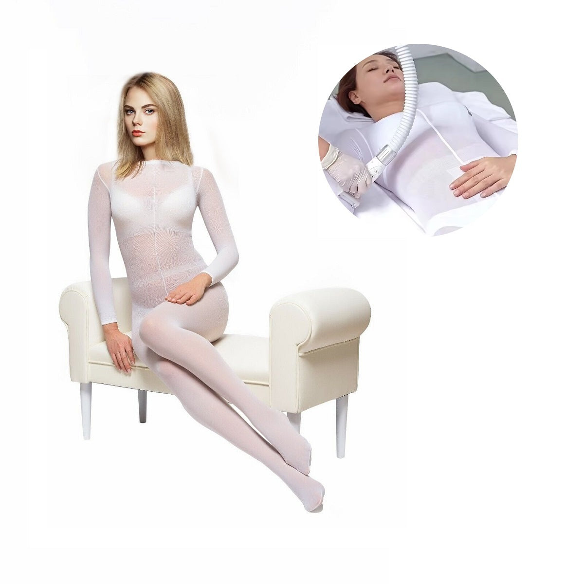 Comfort Massage Bodysuit for SPA Endermologie Treatments with Feet Air Massage Vacuum Body Slimming Polyamide/Elastane W