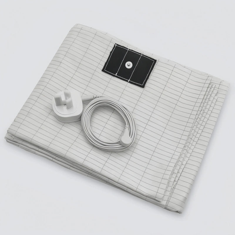 Conductive Silver Fiber Grounding Fitted Sheet Anti-static Earthing Sheet Kit for Relief Pain Improve Sleep Single / Que