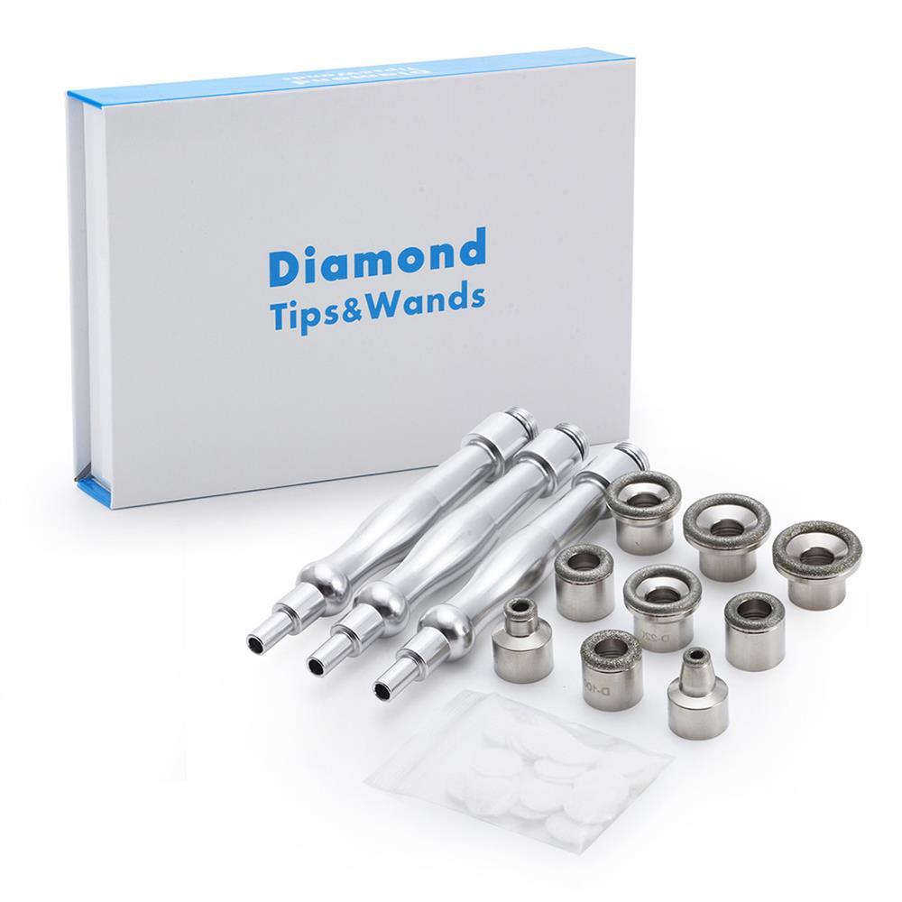 Diamond Microdermabrasion Beauty Machine Replacement Accessories 3 Wands and 9 Tips Diamond Heads Kit for Beauty Salon