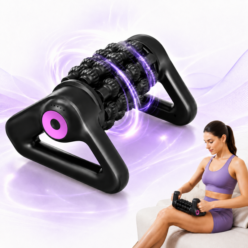 Electric Handhold Rolling Percussive Massager Automatic Full Body Massage Fitness Roller for Fitness Recovery Muscle Rel