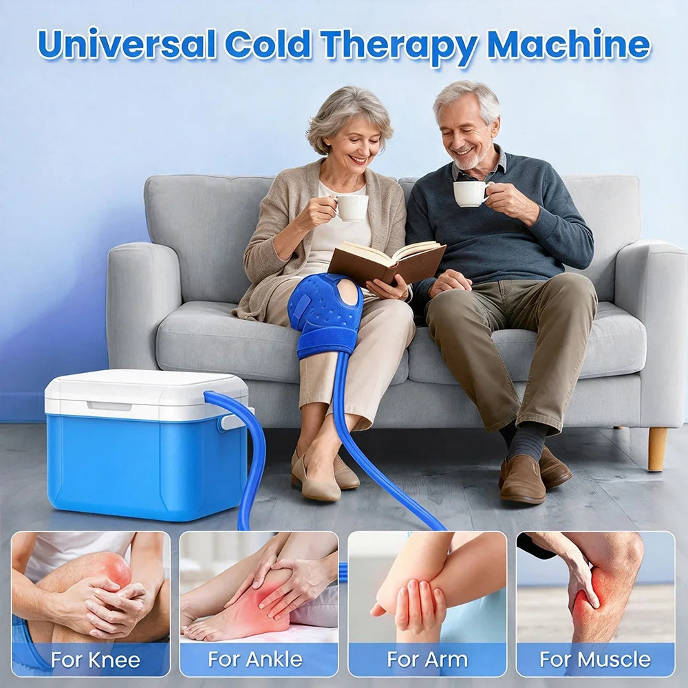 Knee Cold Compression Machine with Quiet Pump Cryotherapy Ice Cool Therapy Device for Knee Joint Recovery