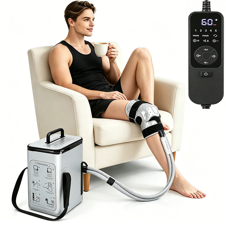 Knee Massager with Programmable Timing Cold Therapy for Post-Surgery Recovery 12H Cold Retention Plug-In Power