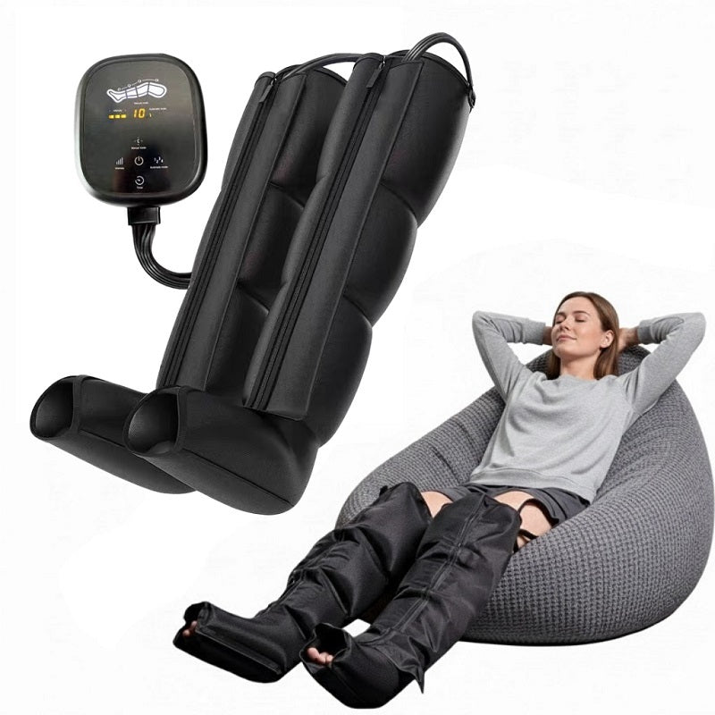 Leg Air Compression Massage Boots & Foot Massager System with Adjustable Intensity for Lymphatic Drainage & Muscle Recov