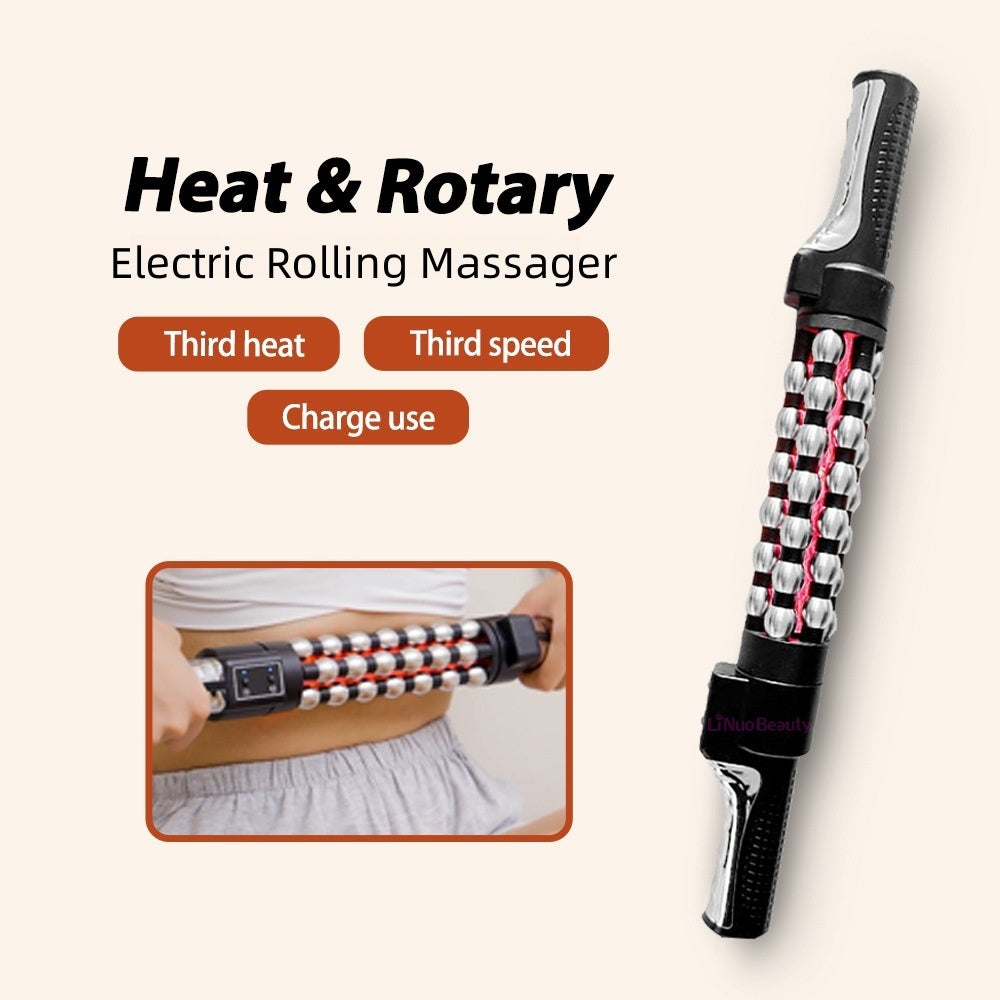 Multi- Function Handheld Electric Rolling Massager with Rotation & Heating Massage for Relieve Muscle Fatigue Body Shapi