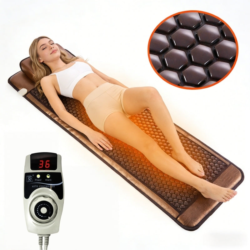 Natural Jade Tourmaline Mat Pad with Adjustable Temperature for Sofa Yoga Full Body Fitness Mattress for Home and Salon