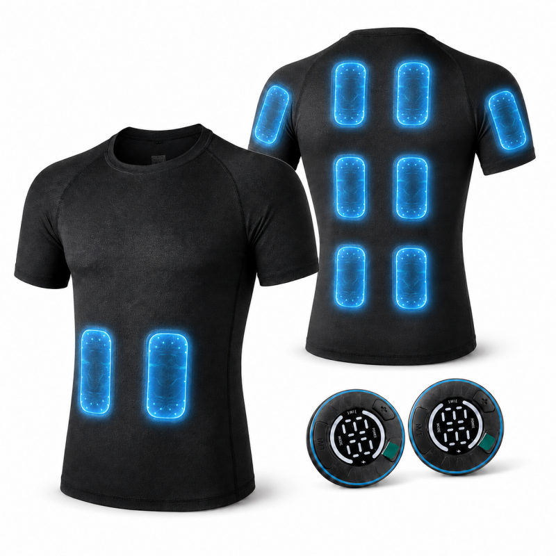 New Muscle Training Shirt for Men 10 Patches Toning Workout T Shirt for Home Exercise & Gym Upper Body Fitness Activatio