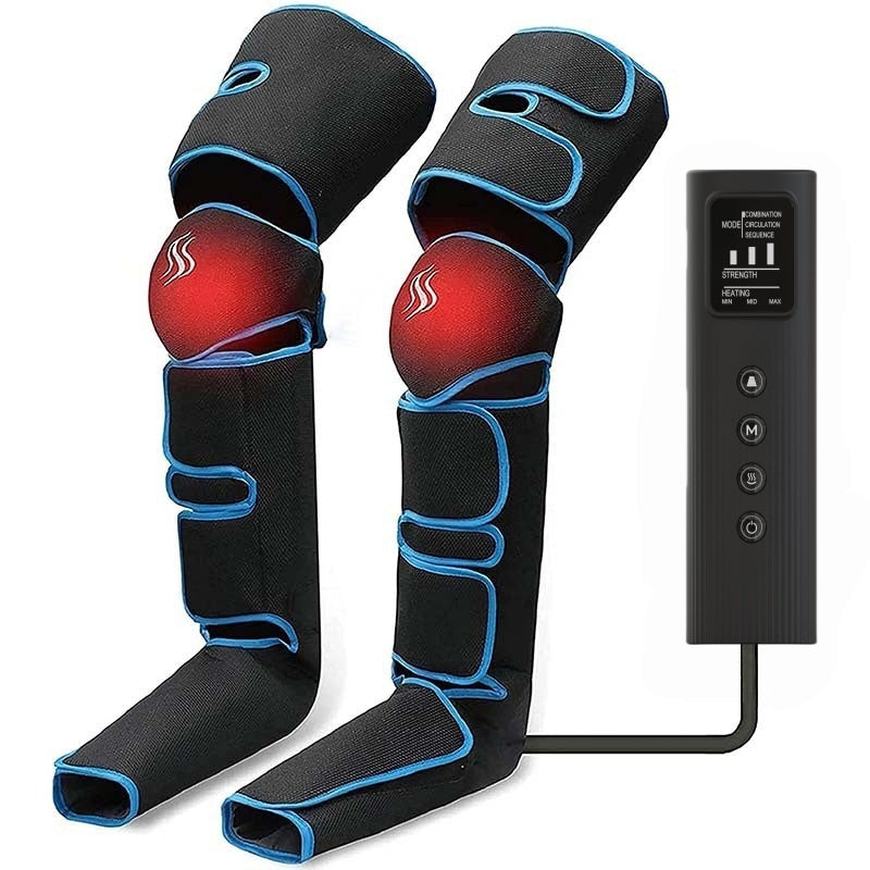 New Style Blue Border Air Compression Heating Leg Massager Boots Electric Stimulation for Circulation Improvement Muscle