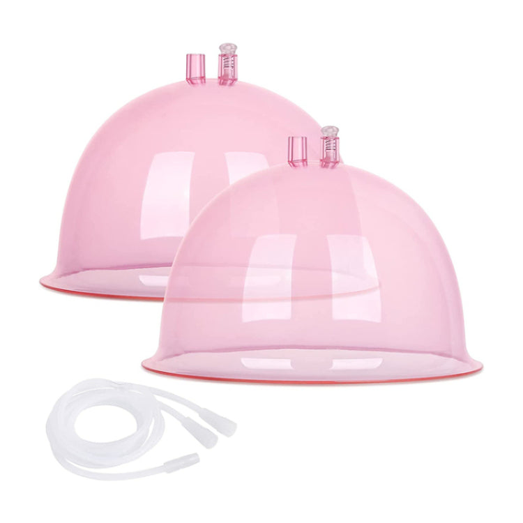 One Pair 25.6cm Pink Breast Buttock Shape Suction Cups Butt Lifting Cups Vacuum Cupping Machine Accessories With Y Hose
