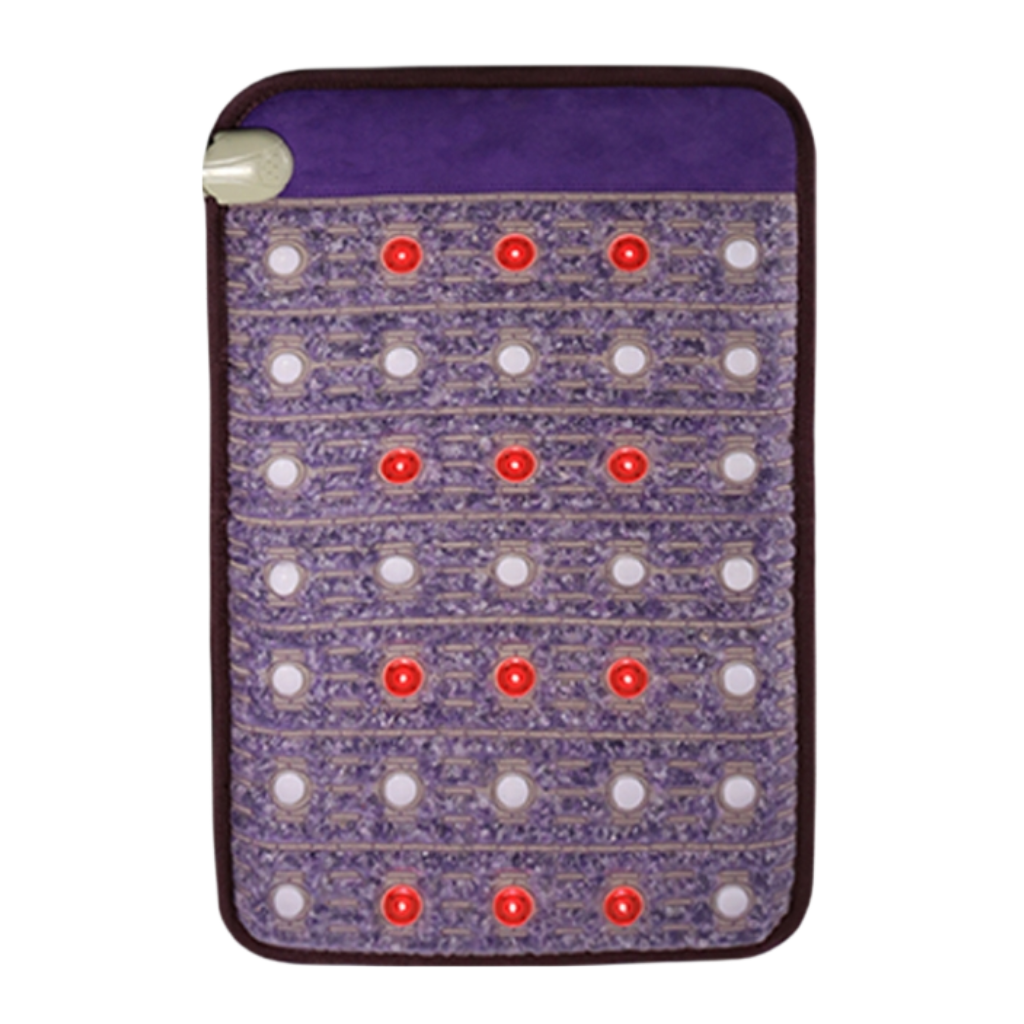 Portable 51x80CM PEMF Far Infrared Heating Massage Cushion Amethyst 30-70C Internal Temp for Body Pain Relief Stress Red