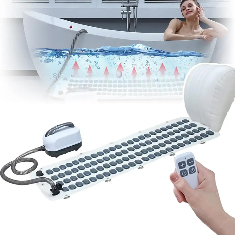 Portable Home Bath Spa Massage Mat Body Bubble Bath Machine Anti-Slip Mat Electric Air Pump Inflatable Pillow Manual-Wir