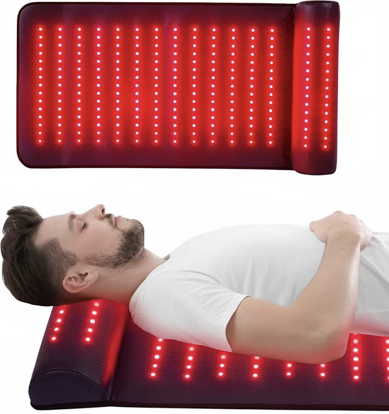Red Light Therapy Mat 660nm & 850nm Infrared Full Body Pain Relief Pad with Adjustable Timer for Muscle Recovery, Circul