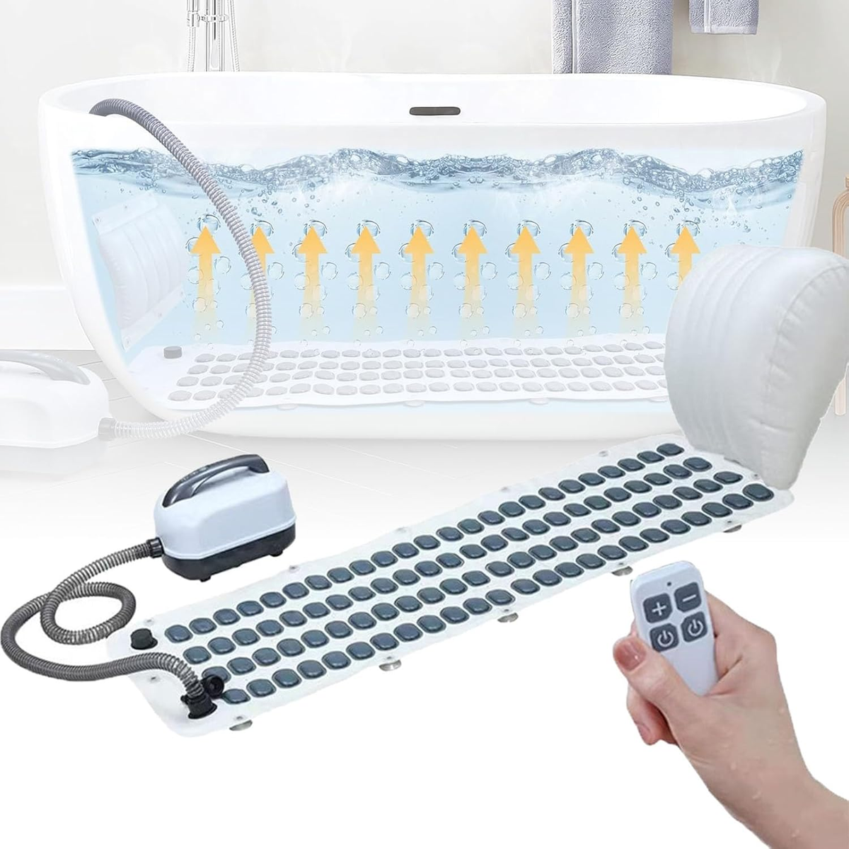 Relaxing SPA Bath Bubble Machine with Air Jet Massage, Remote Control & Cushion for Enjoyable Bathing & Daily Relaxation