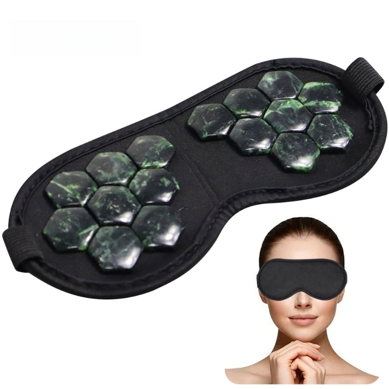 Washable Green Jade Stone Eye Mask with Natural Premium Jade Stone for Reduce Dark Circles and Improve Sleep Quality
